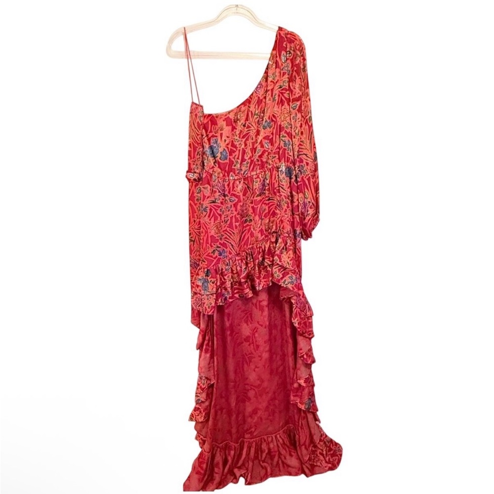 NEW Alexis Marseille One Shoulder High Low Red Floral Asymmetrical Dress Size XL - Picture 8 of 15